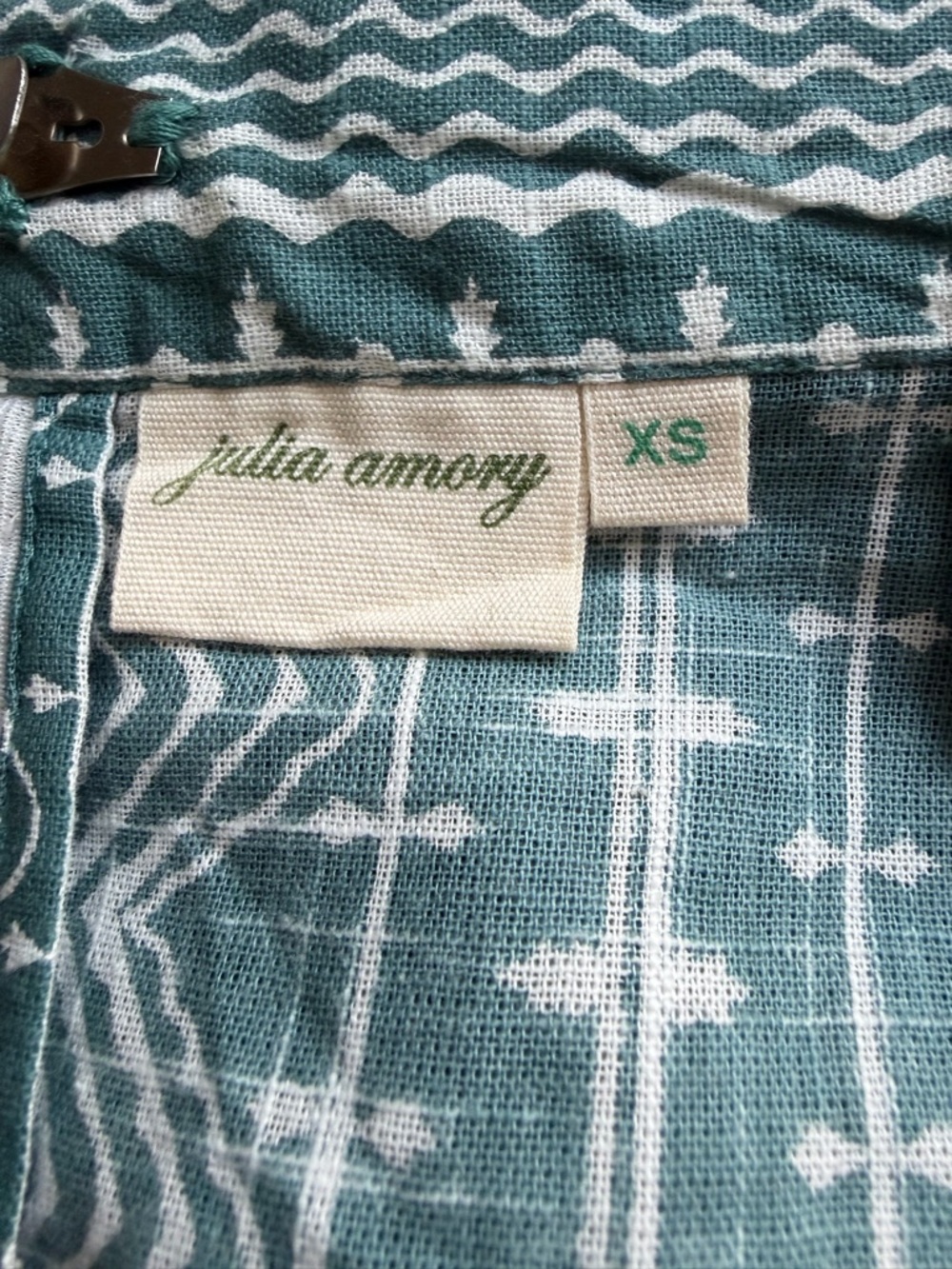 Julia Amory Ruffled Green Geometric Midi Skirt Size X-Small - Picture 8 of 9